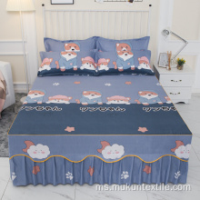 Set Bedskirt Bercetak Microfiber 100% Poliester